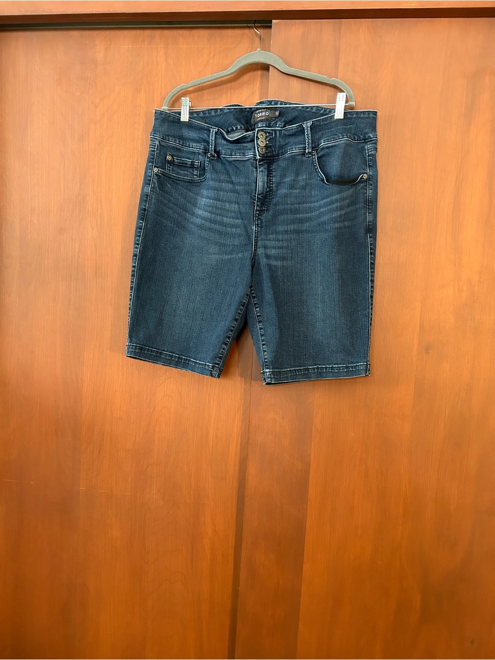 torrid Dark Blue Stretch Denim Bermuda Shorts